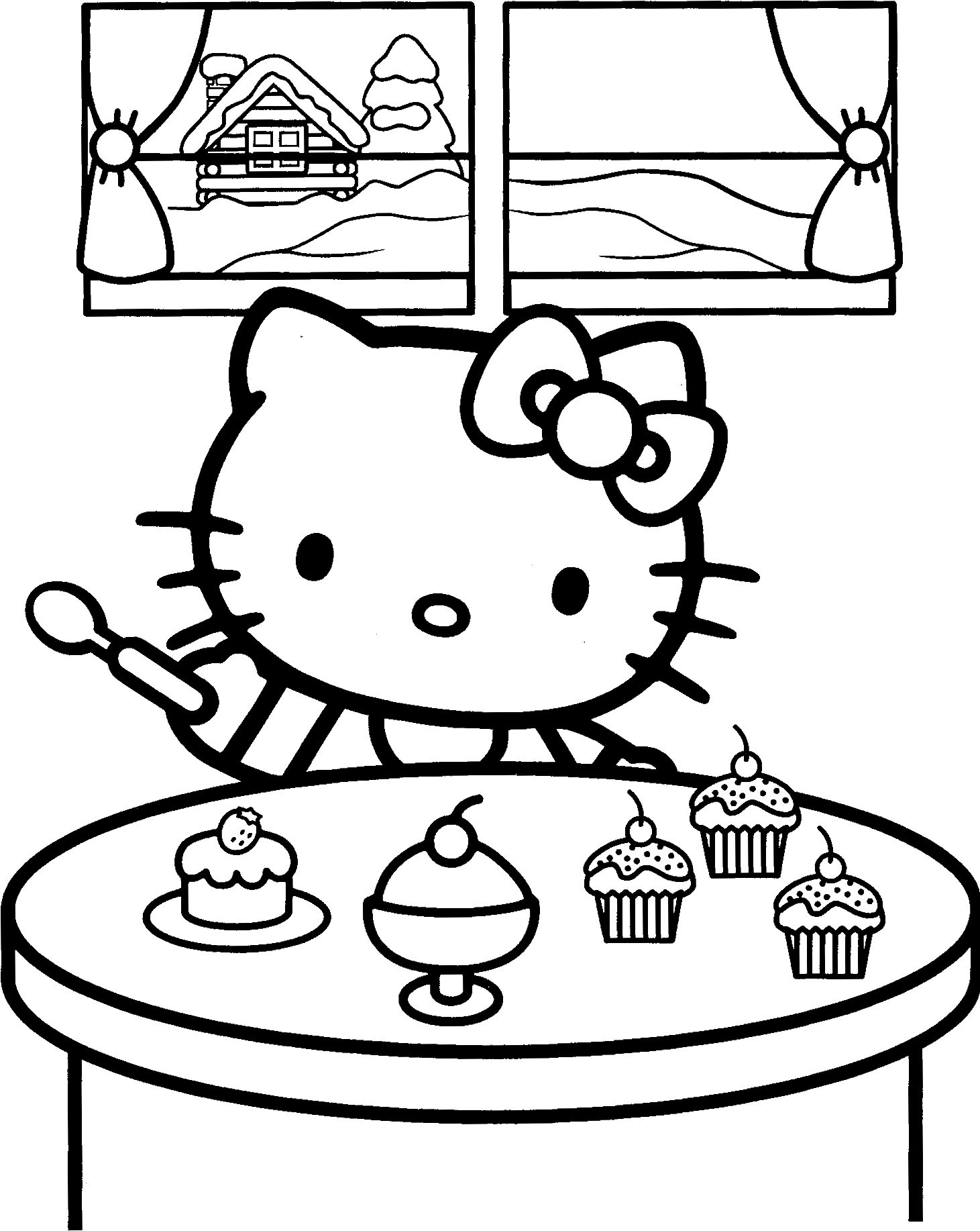 Hello Kitty Fall Coloring Pages | monga-mengxia
