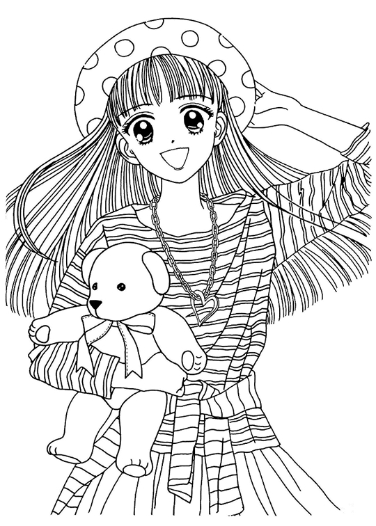 Anime Coloring Book for Teens: Beautiful Japanese Anime Girls Coloring  Pages for